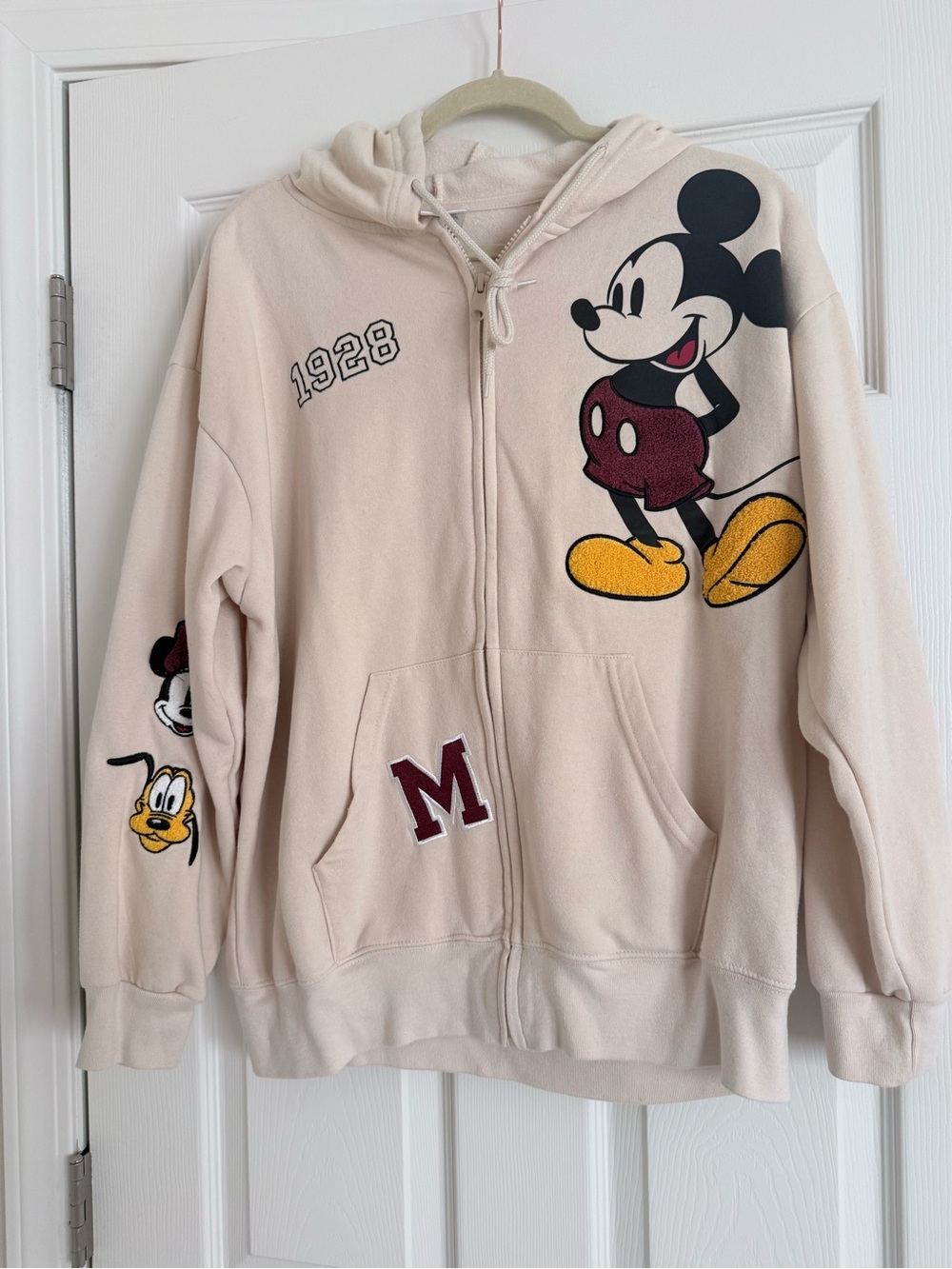 Disney Cream Mickey & Friends Zip Hoodie with Yellow Accents